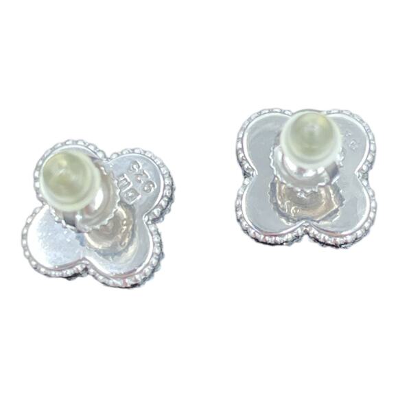 Green Onyx Flower Stud Earrings 925 Sterling Silver Screw Back Posts - Picture 2 of 9